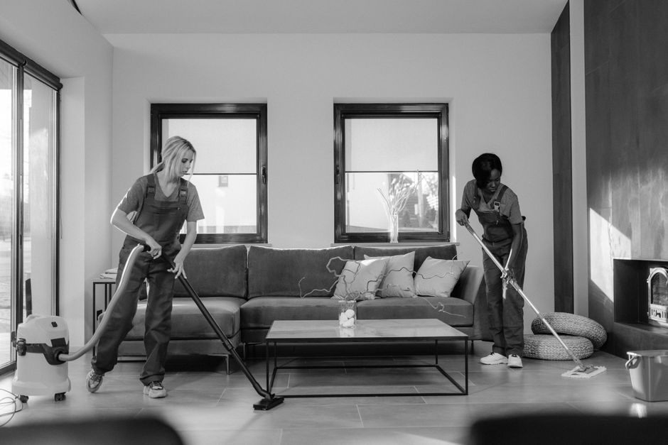 Professional cleaner working in a commercial space